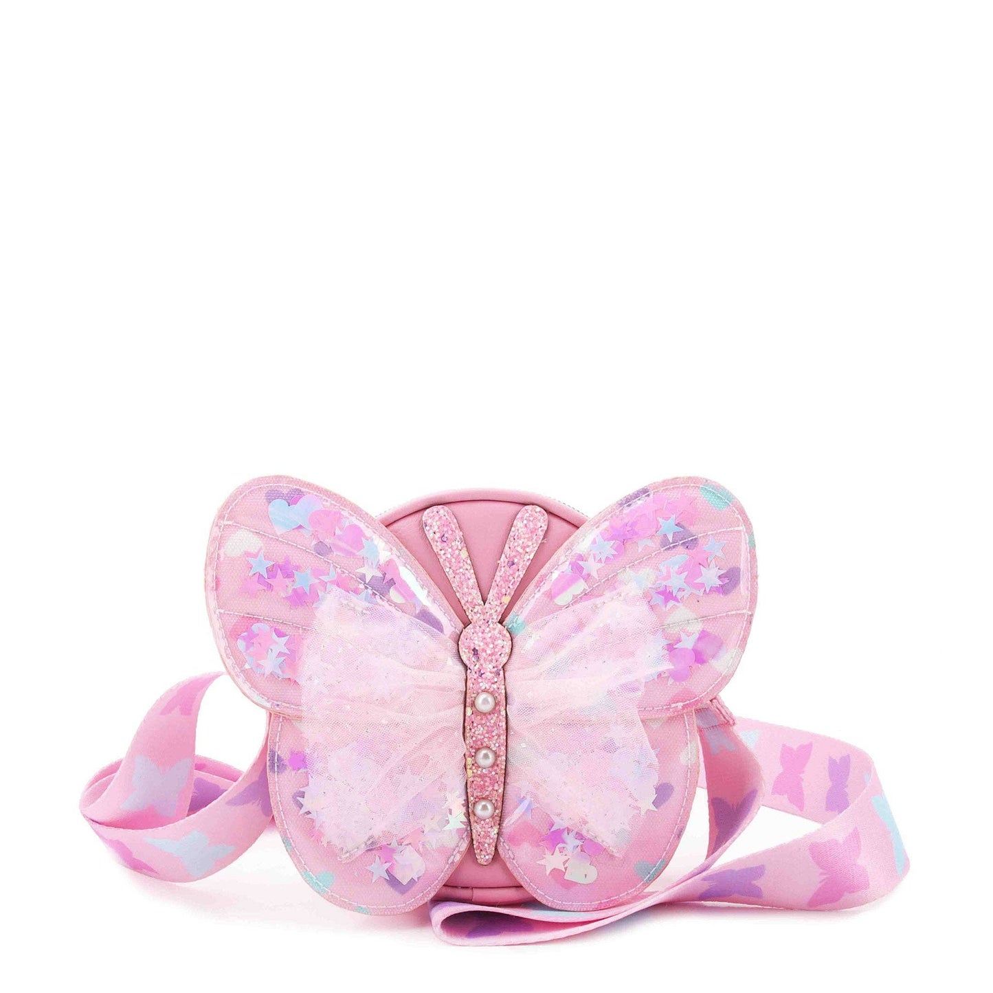 Butterfly Confetti Hearts Crossbody Bag