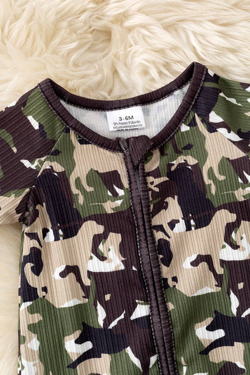Camouflage  printed baby romper.