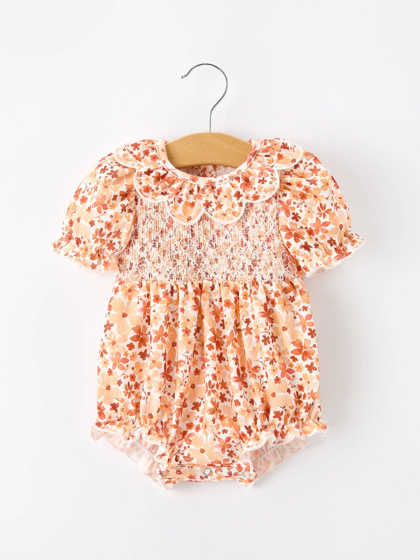 Fall Rust Floral  Romper w/ Petal Collar