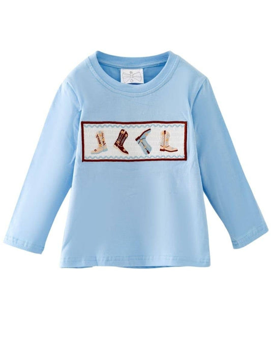 Boys Smocked Cowboy Boots Shirt