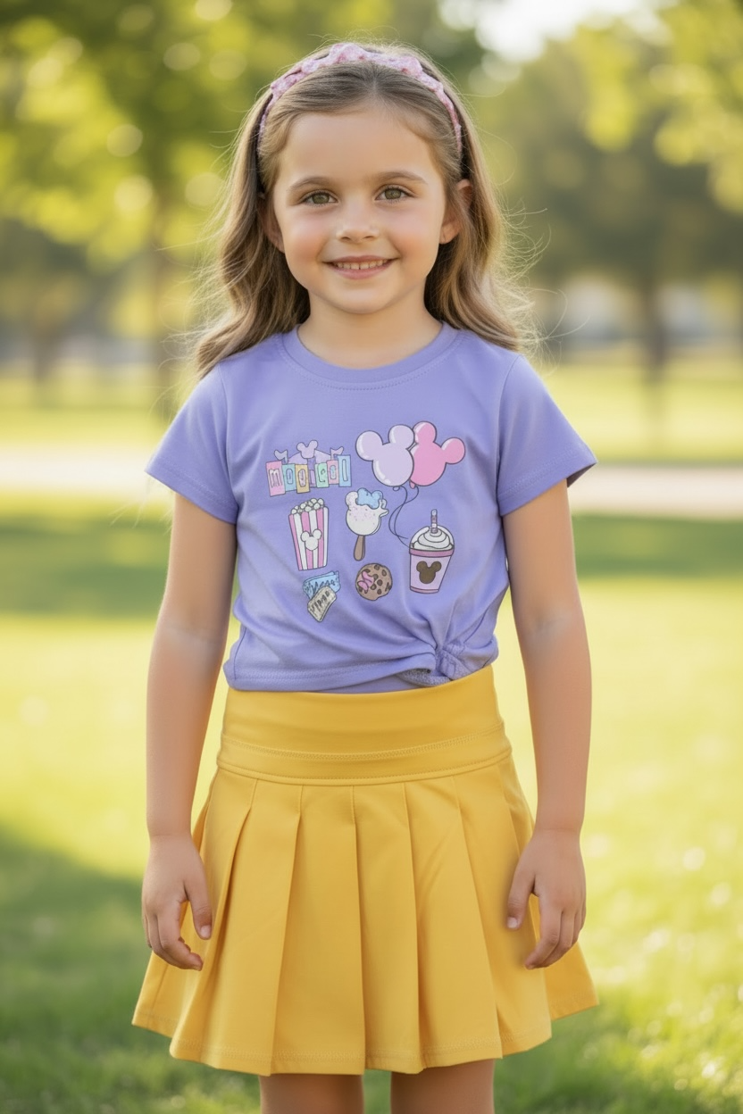 Purple multi printed T-shirt.