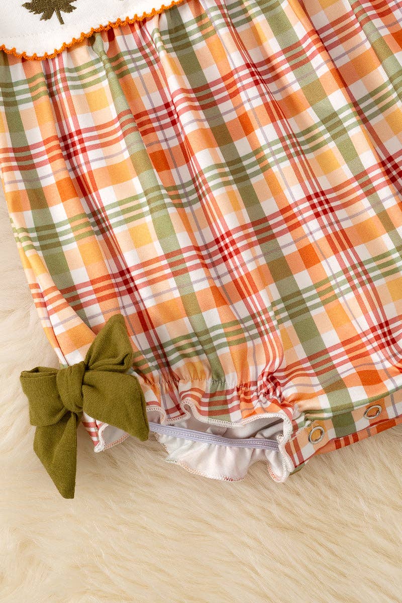 Cute autumn embroidered baby romper.