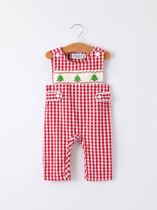 Christmas Tree Plaid Boy Romper