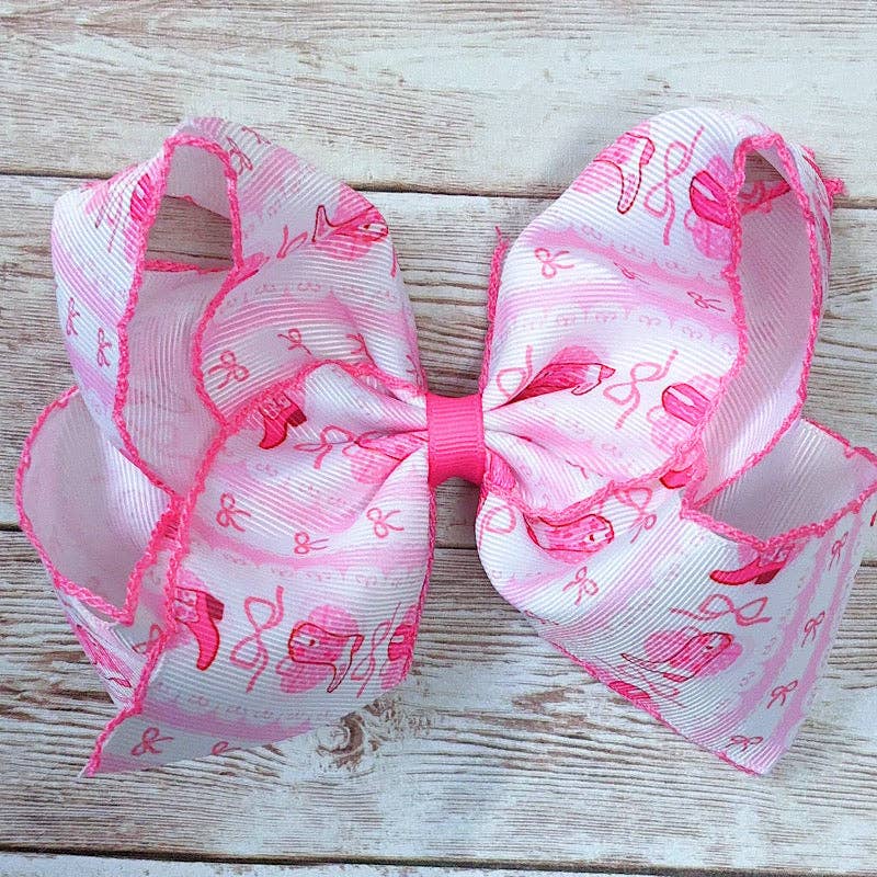 5"Pink western boots hair bow