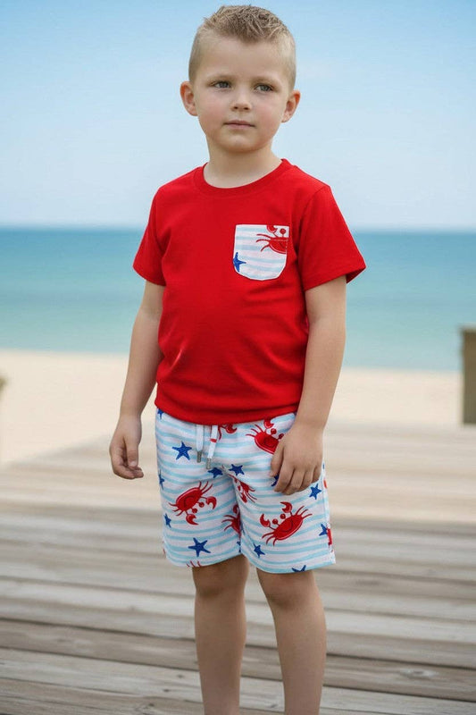 Boys crab printed boys set.