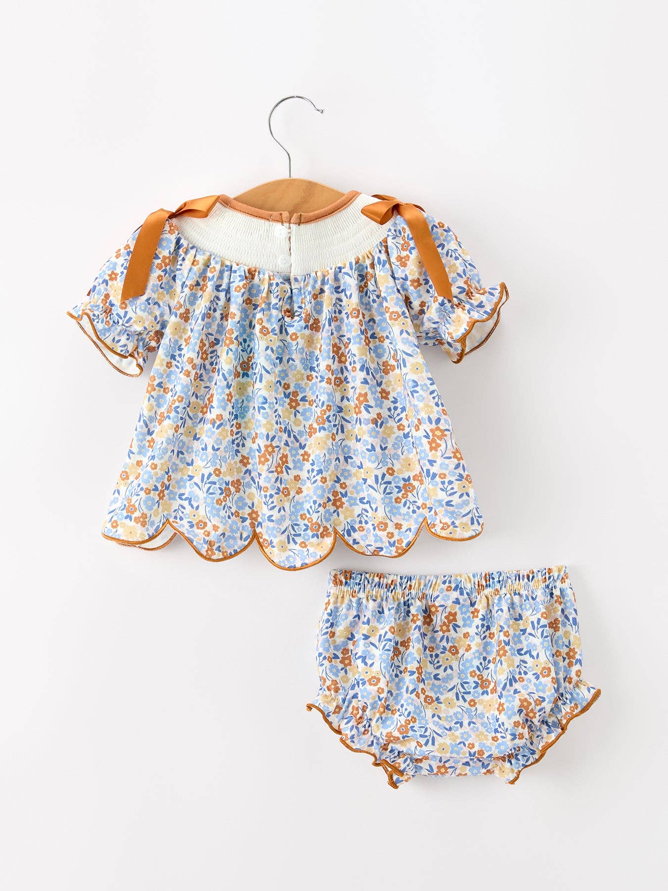 Fall Floral Smocked Bloomer Set