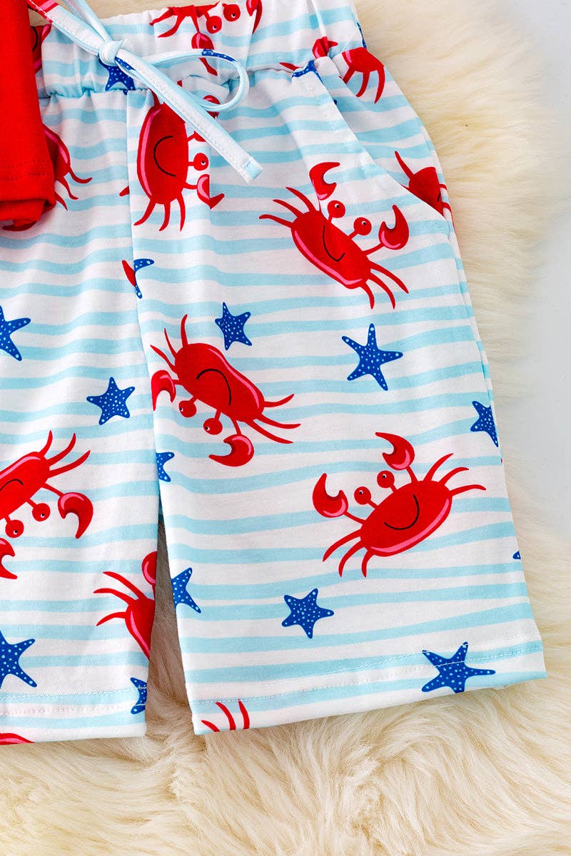 Boys crab printed boys set.