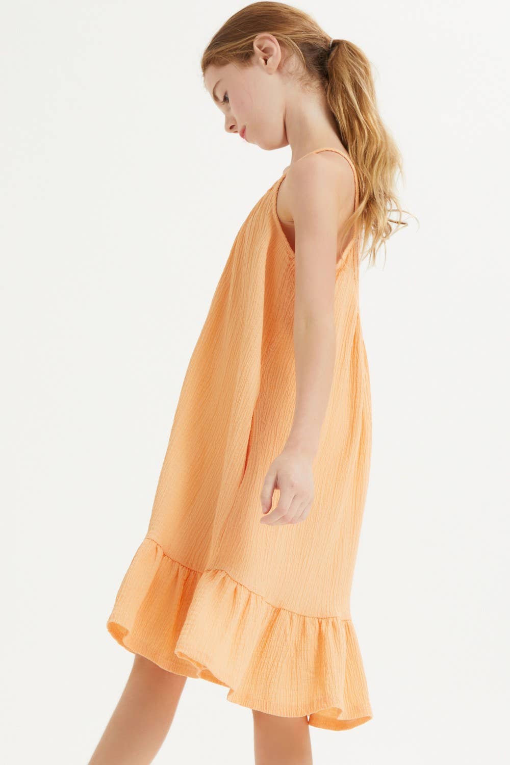 Crinkle texture Low Back Ruffle Dress