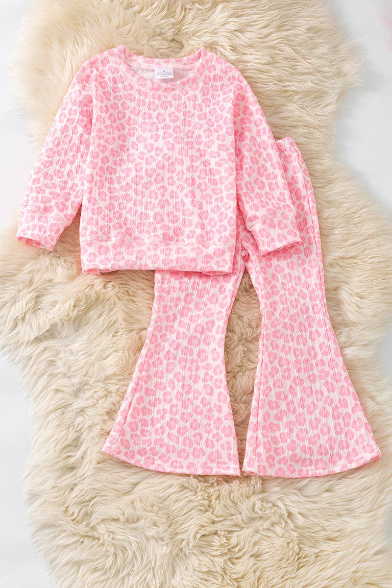 Pink Leopard printed girls 2 piece set. OFG61040 SOL