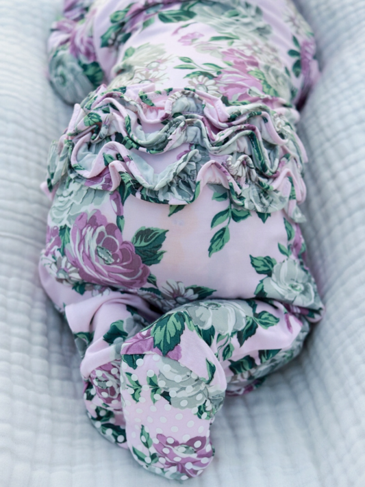 Blissful Blossoms Ruffle Footie