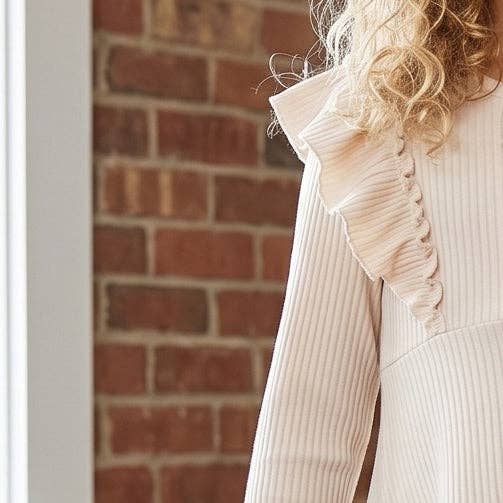 Cream Beige Ruffle Shirt