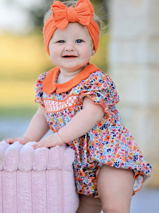 Fall Floral Petals Collar Bubble Romper