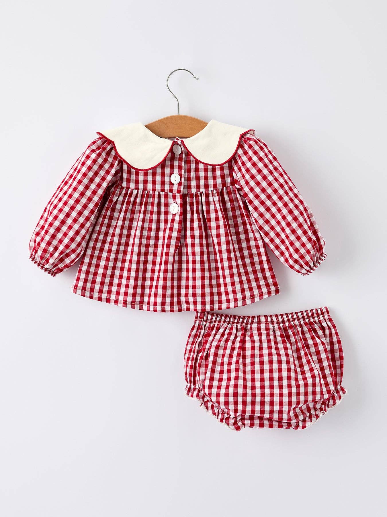 Christmas Tree Gingham Bloomers Set