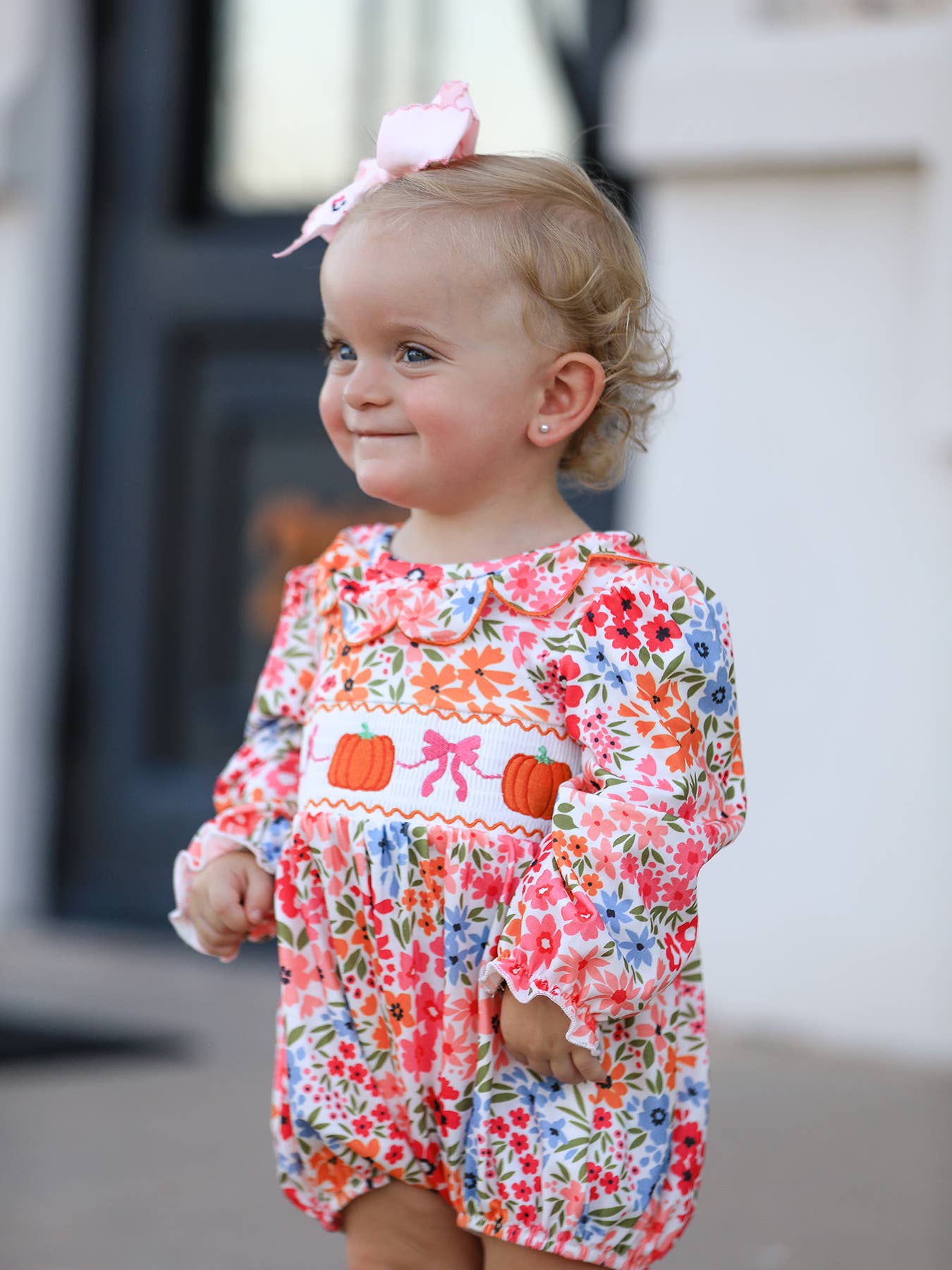 Pumpkin Smock Floral Romper
