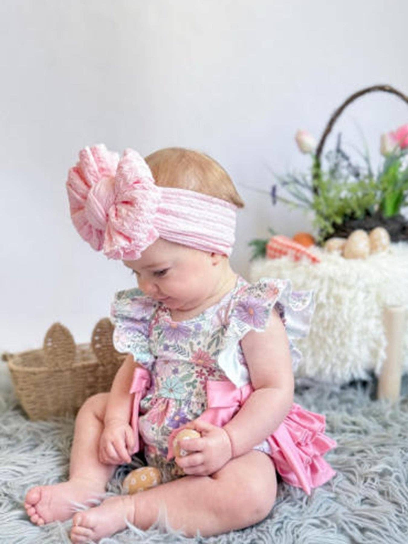 Pink Floral Sleeveless Baby Romper