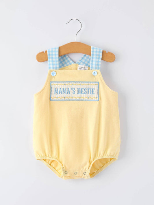 "MAMA'S BESTIE " Embroidered Baby Boy Romper