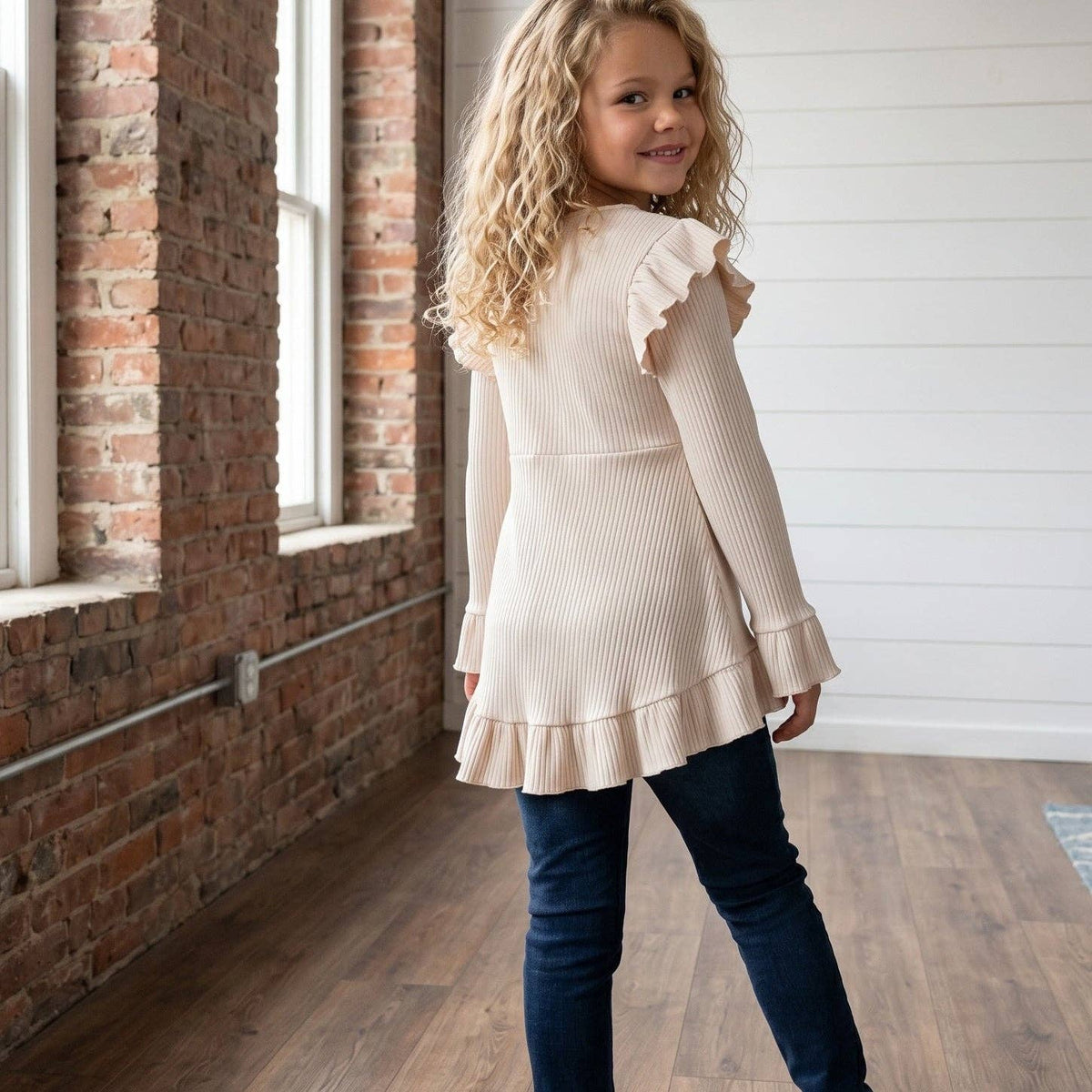 Cream Beige Ruffle Shirt