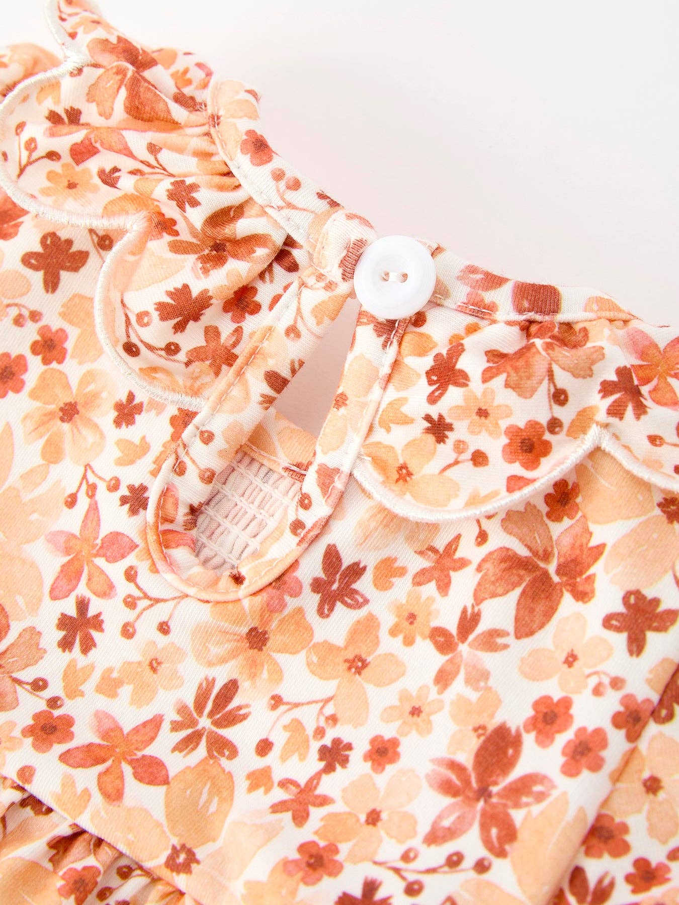 Fall Rust Floral  Romper w/ Petal Collar