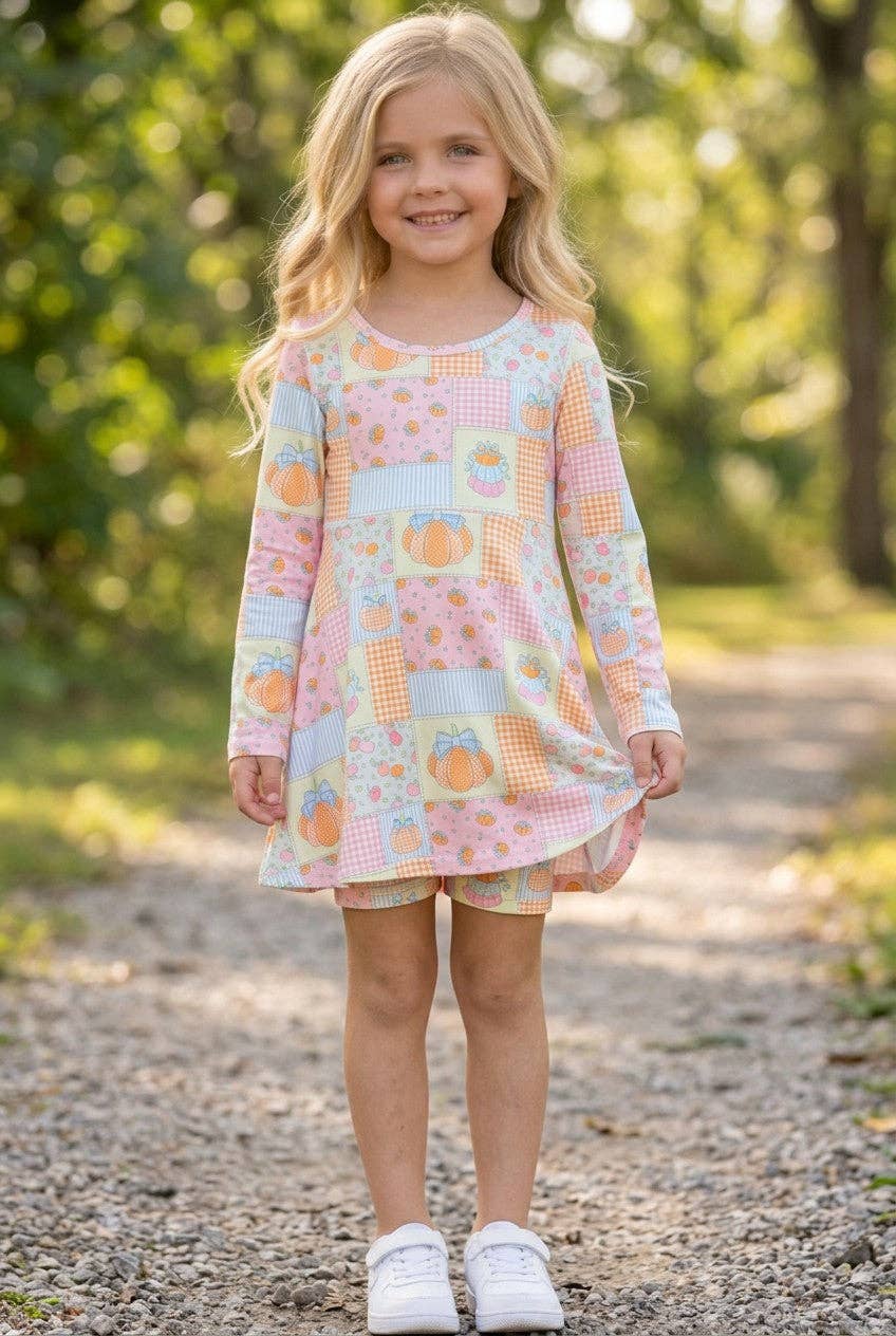 Patchwork  printed Active wear dress with undershorts.