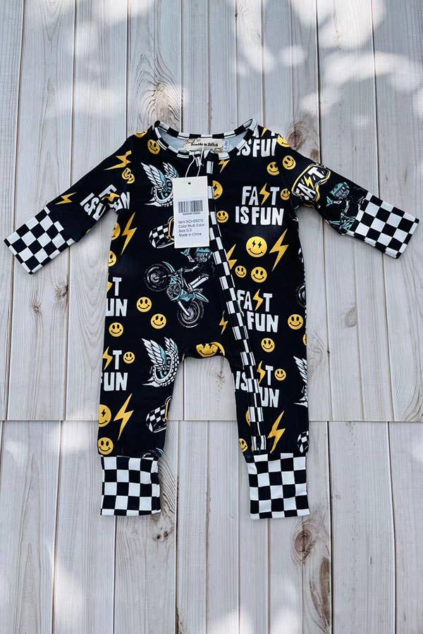 Cycle & checkered romper