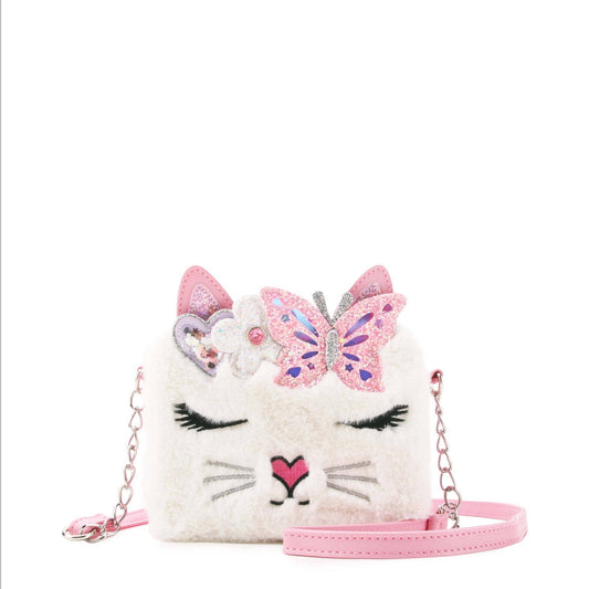 Miss Bella Kitty Cat White Plush Crossbody Bag