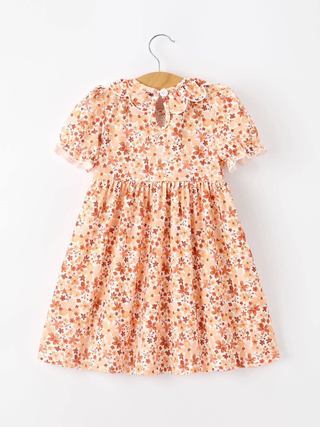 Fall Rust Floral Dress w/ Petal Collar