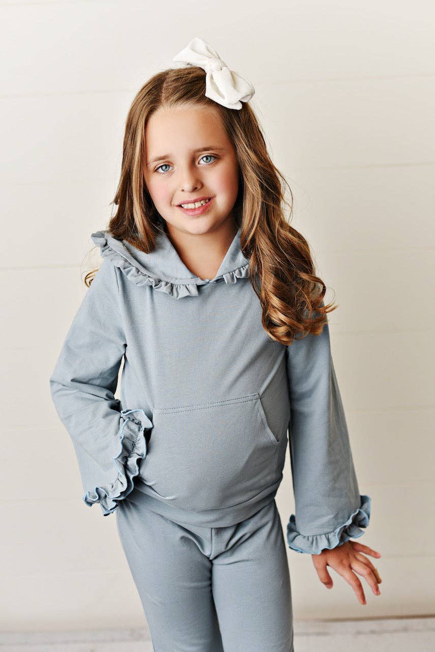 Gray Hooded Ruffle Lounge Set