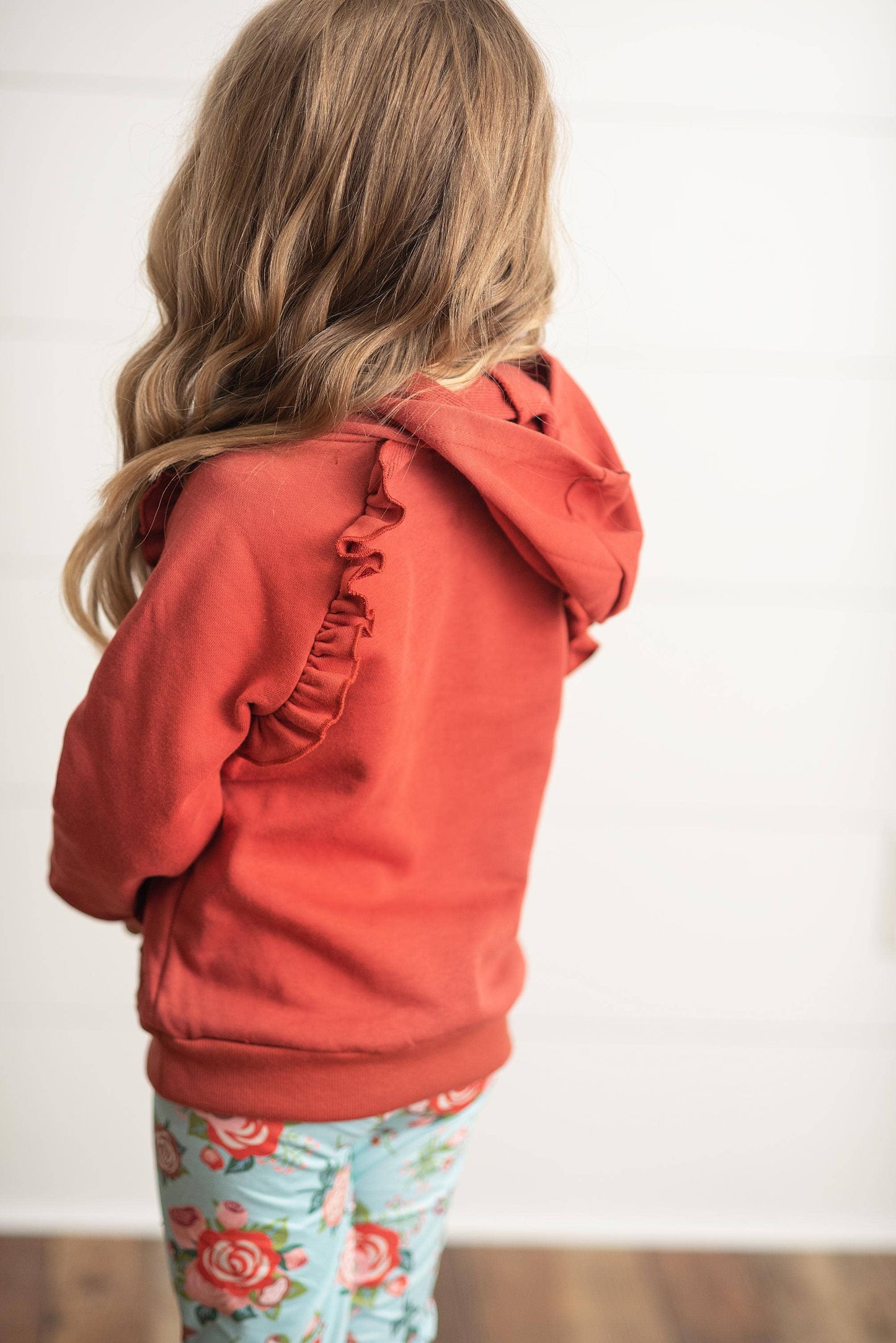 Rust Ruffle Hoodie Shirt & Leggings Set