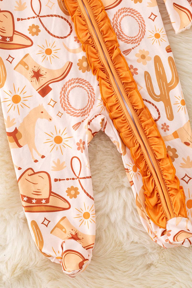 Multi Western bodysuit w/ bell sleeves