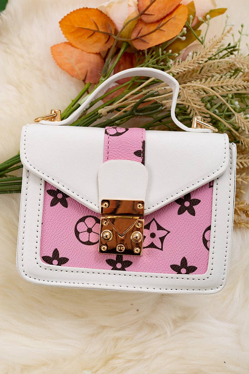 Pink & white inspired mini purse.