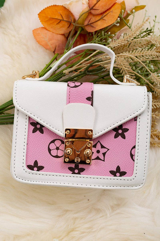 Pink & white inspired mini purse.