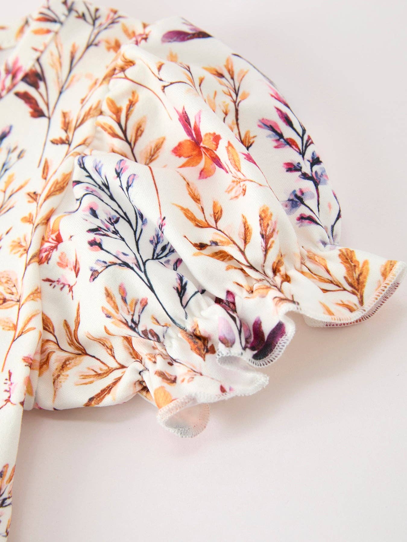 Fall Floral Puff Sleeve Ruffle Dress