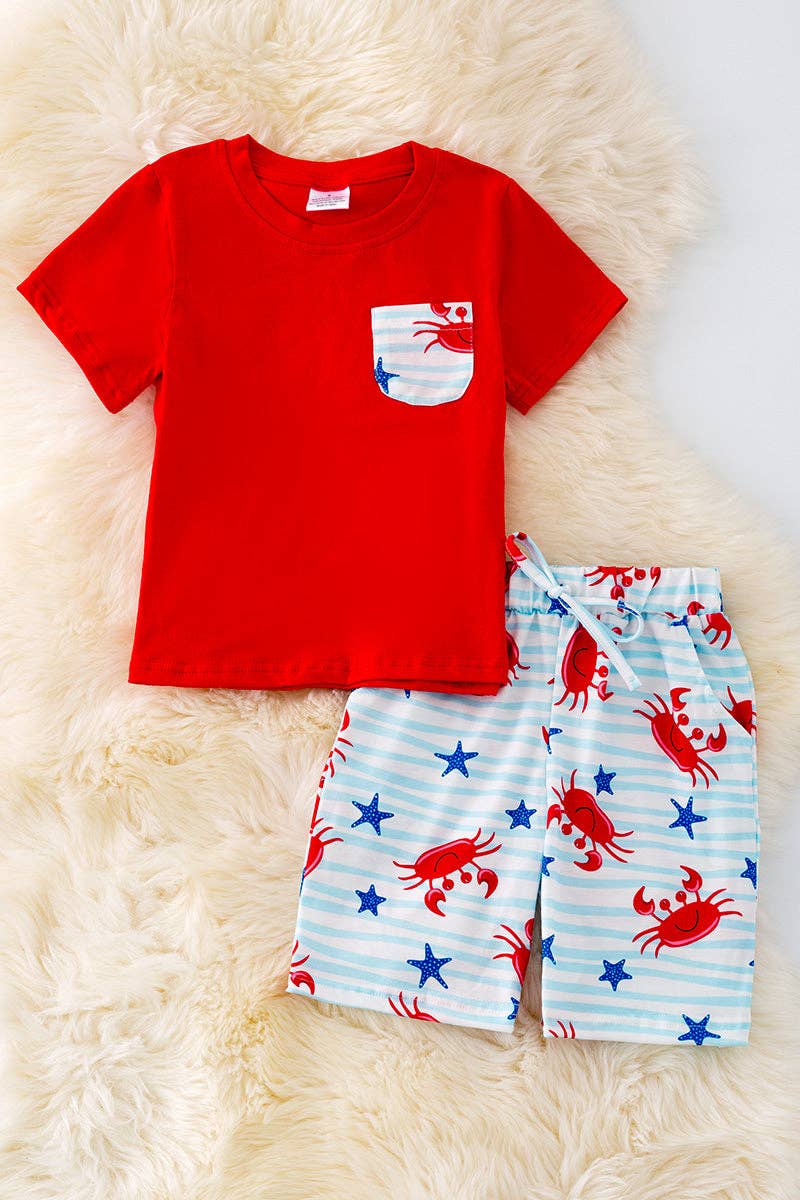 Boys crab printed boys set.