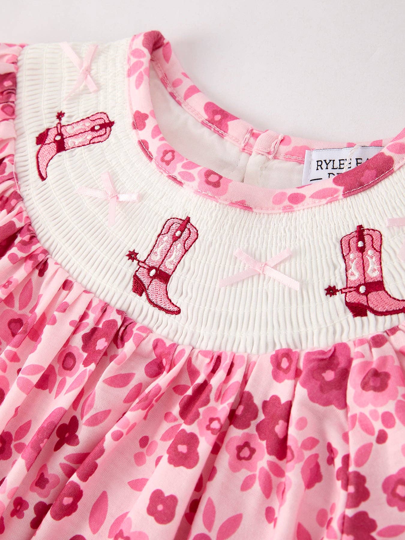 Boots Smocking Embroidered Dress