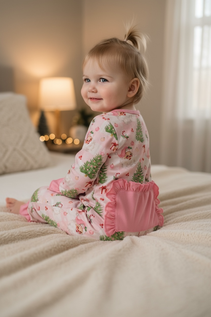 Santa with ruffle hem & ruffle butt onesie