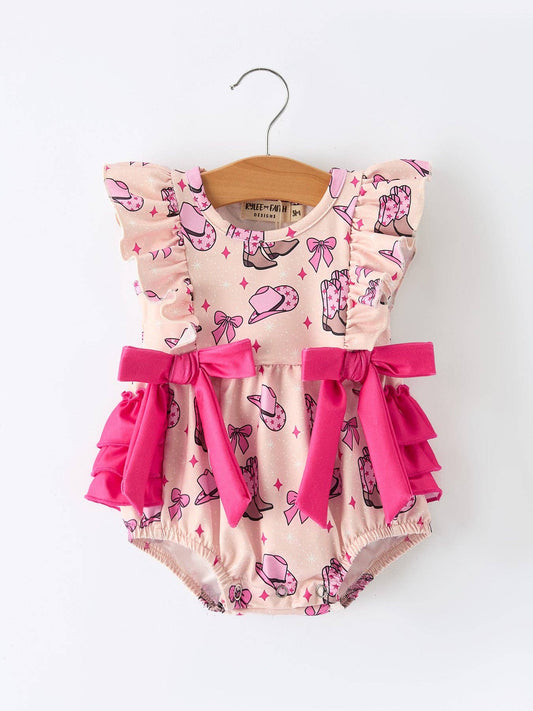 Western Bow Ruffle Romper