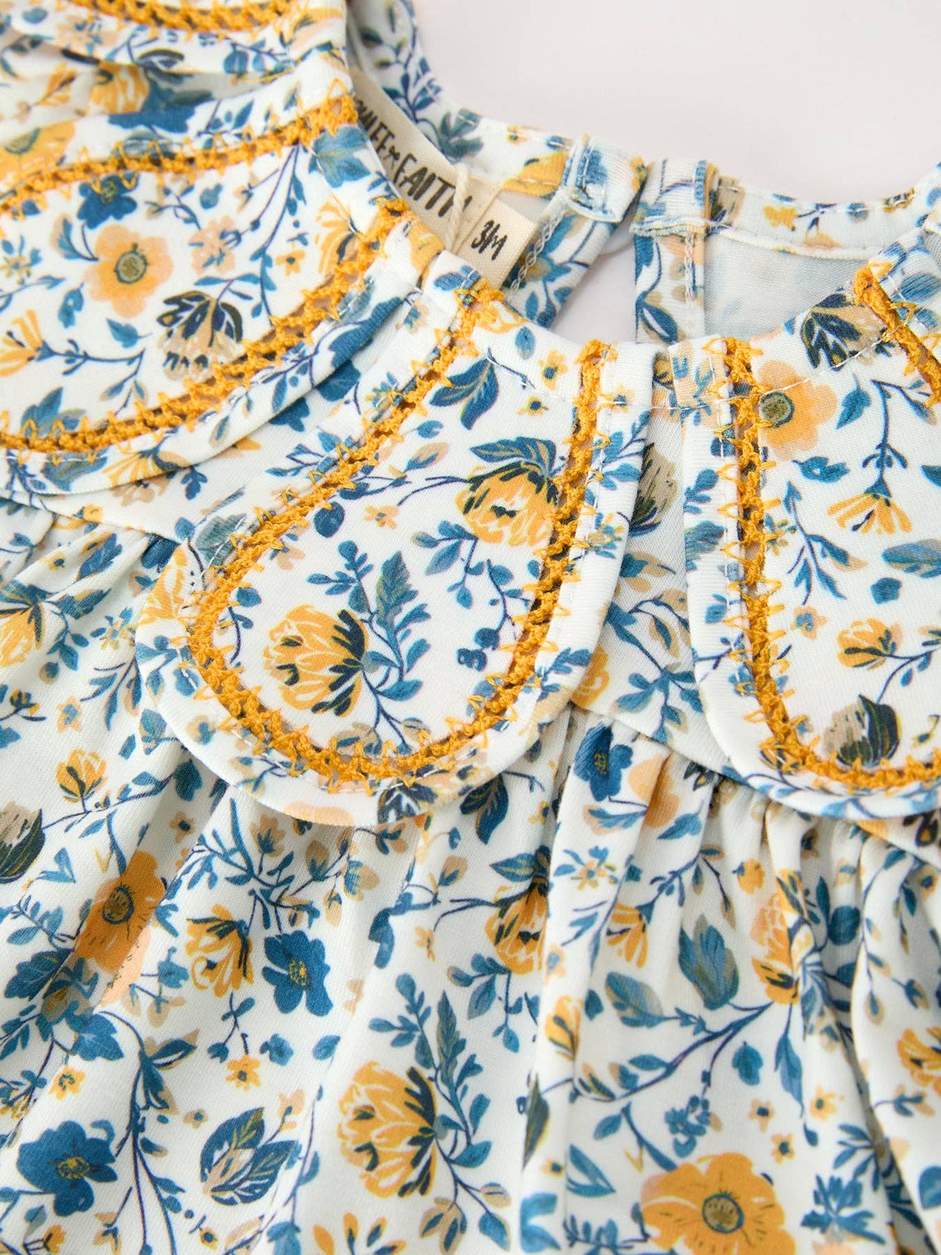 Floral Yellow Puff Sleeve Bloomers Set