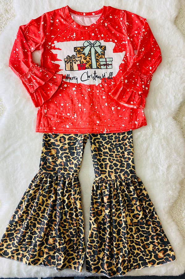 Merry Christmas y'all leopard set