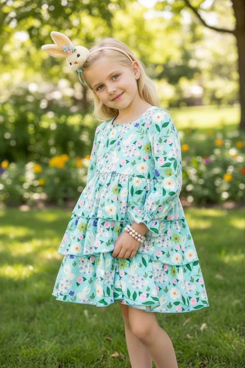 Easter bunny floral tiered dress.