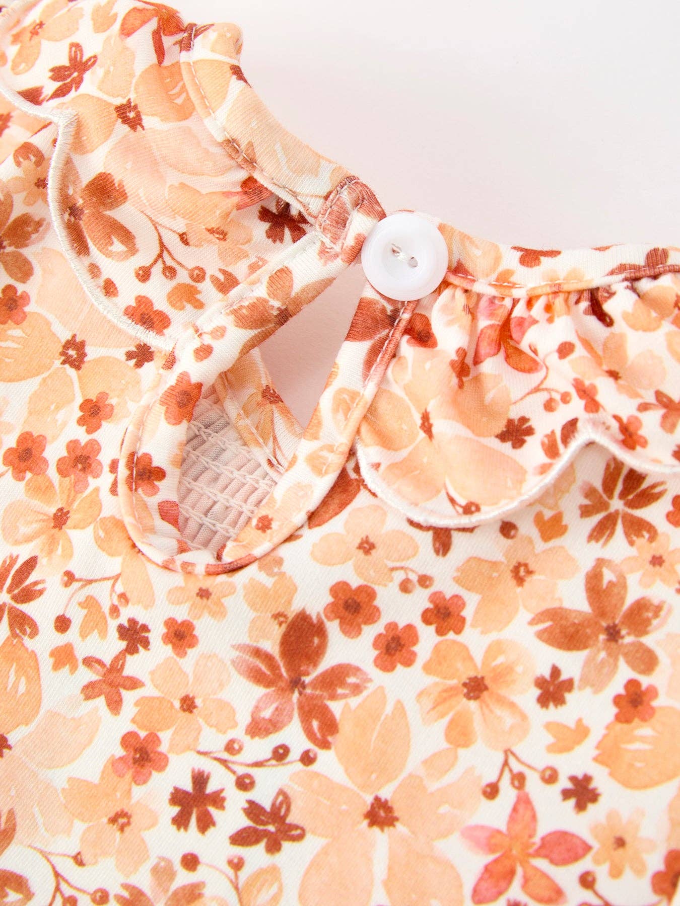 Fall Rust Floral Dress w/ Petal Collar