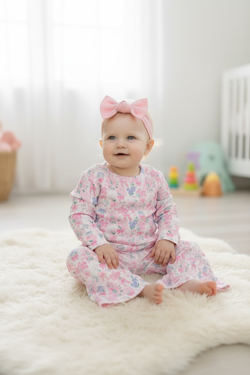 Pink coquette bow 2 piece set.