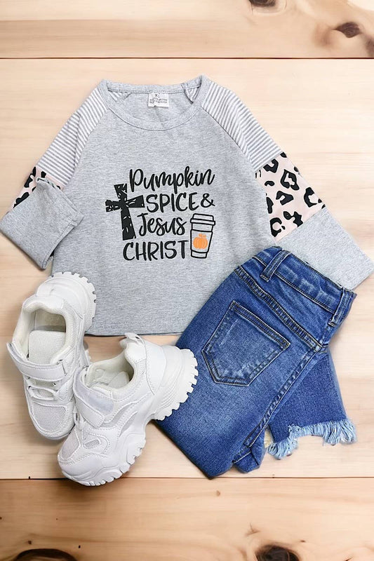 PUMPKIN SPICE & JESUS CHRIST LONG SLEEVE TOP FOR (GIRLS)