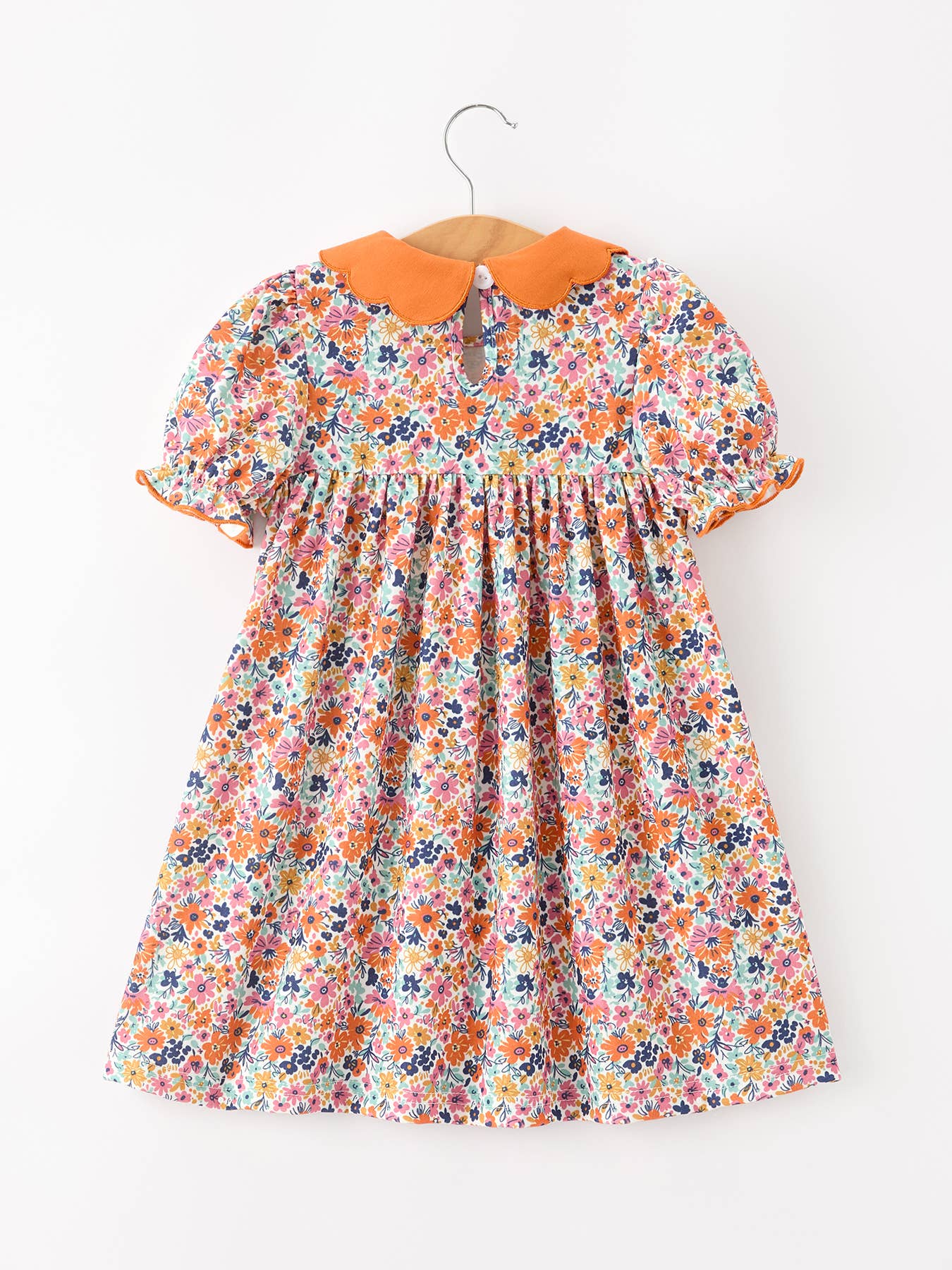 Fall Floral Smocked Petals Collar Dress