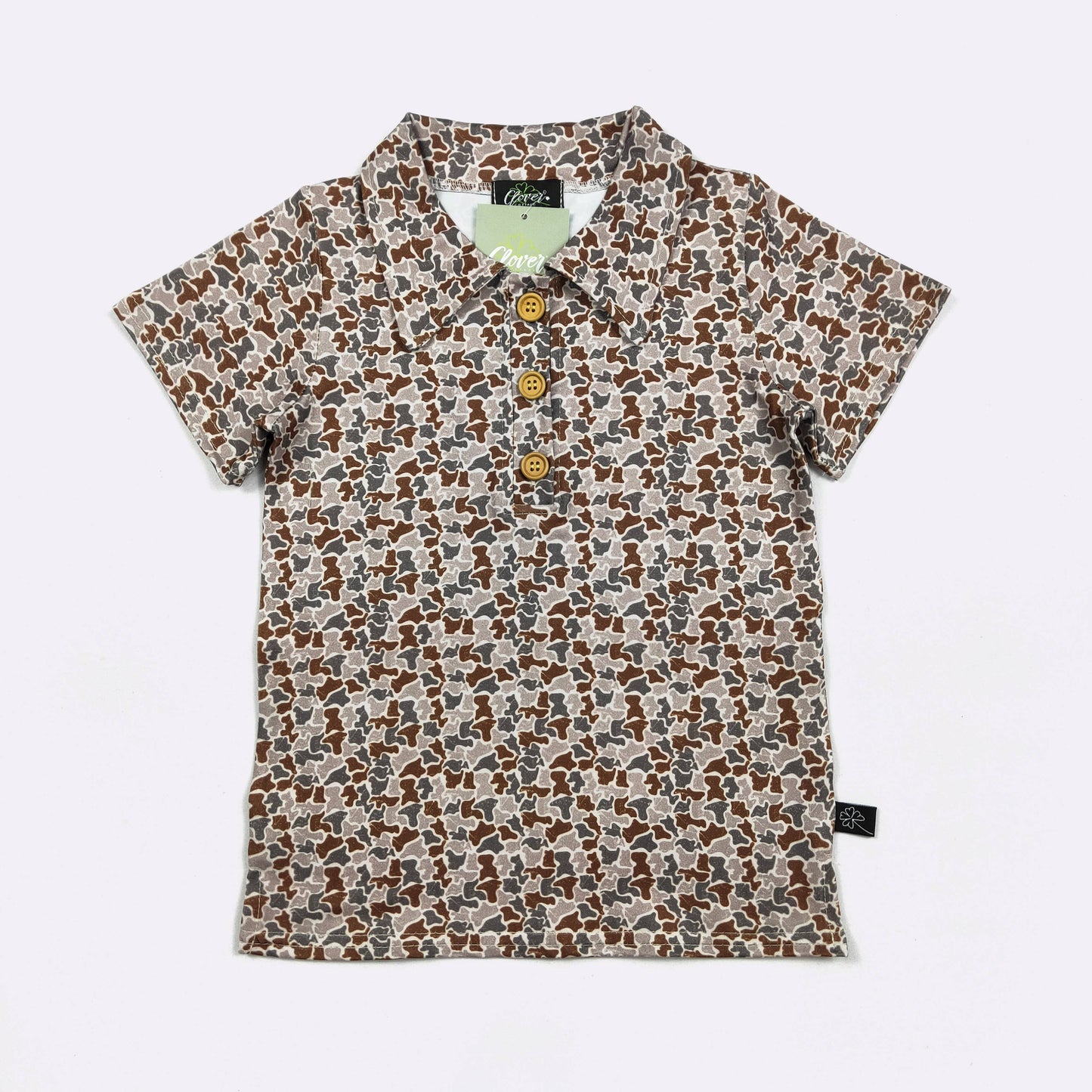 Distressed Camo Boy Collar Shirt
