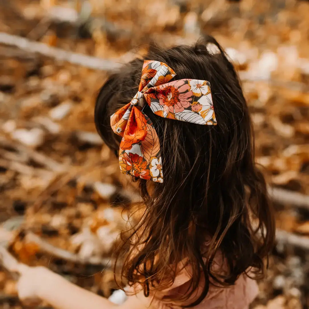 White & Pink Flowers Sailor Hair Bow