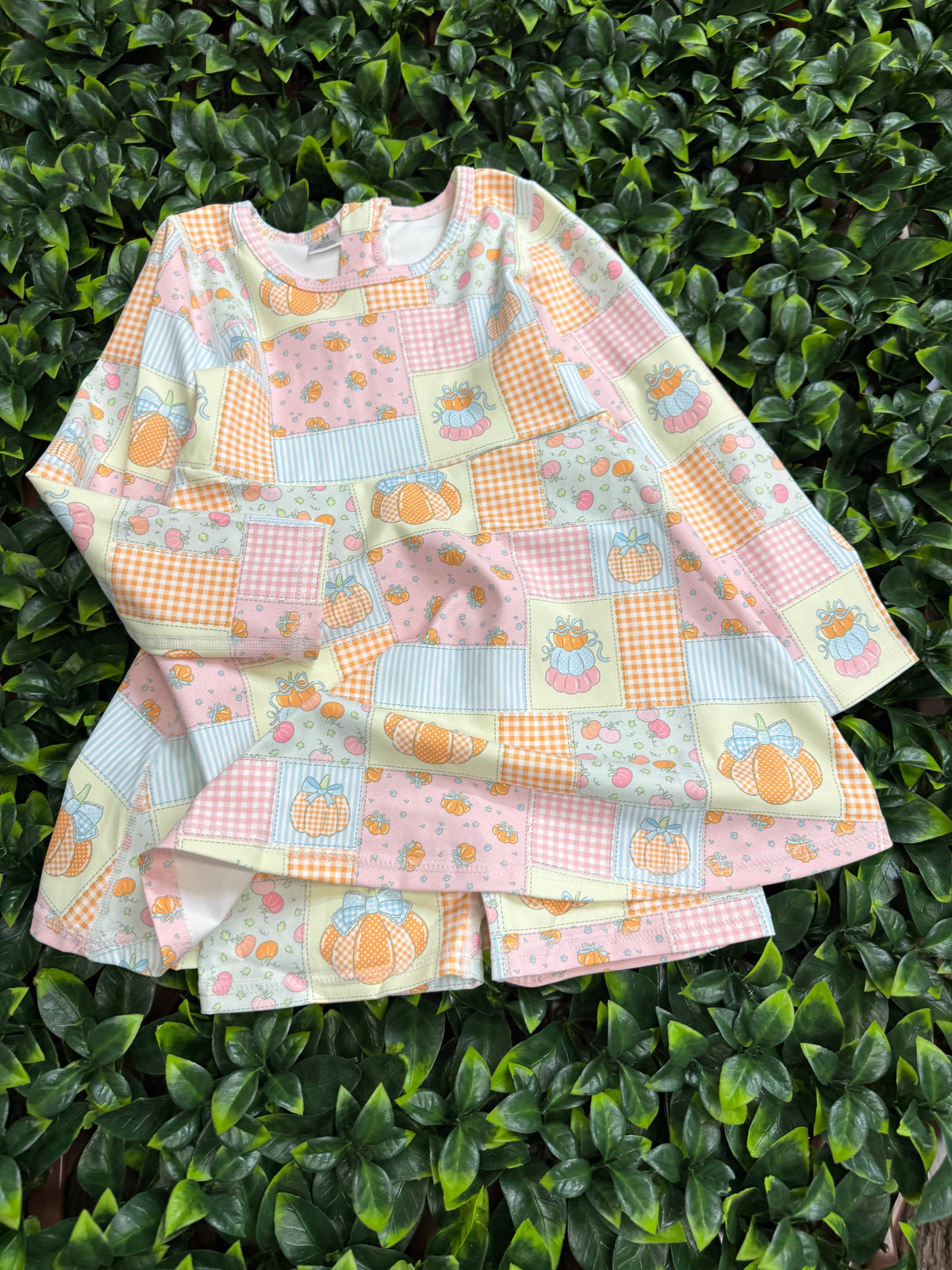 Patchwork  printed Active wear dress with undershorts.