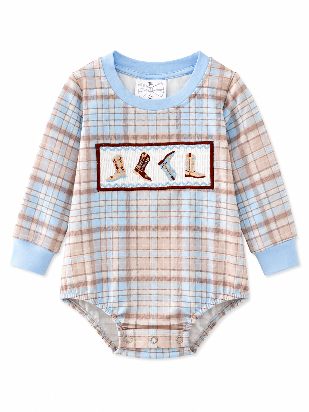 Boys Smocked Western Cowboy Boots Infant Romper