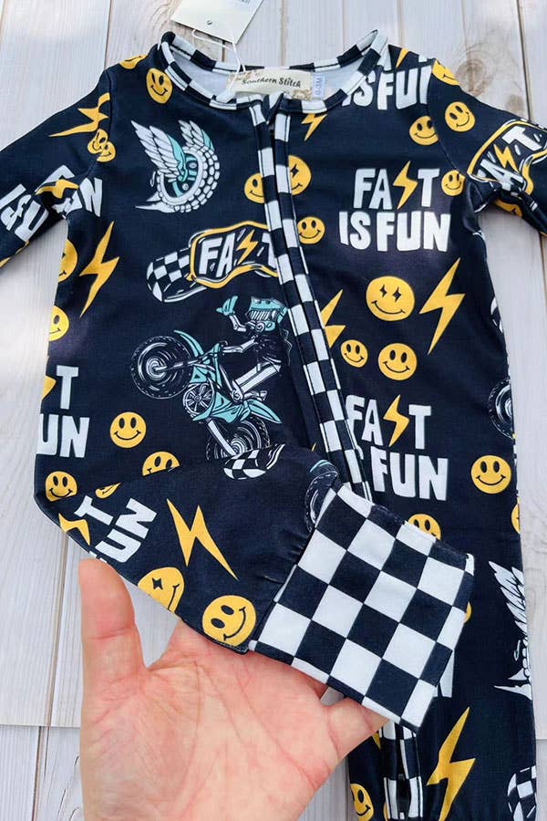 Cycle & checkered romper
