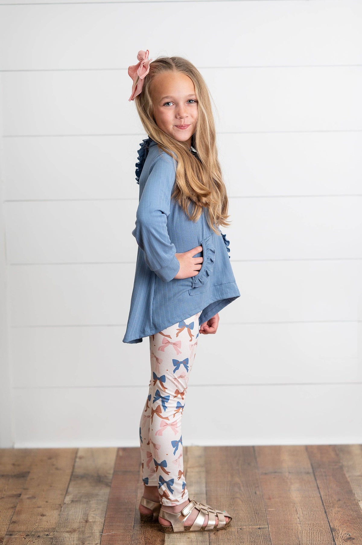 Girls Blue Ruffle Legging Set