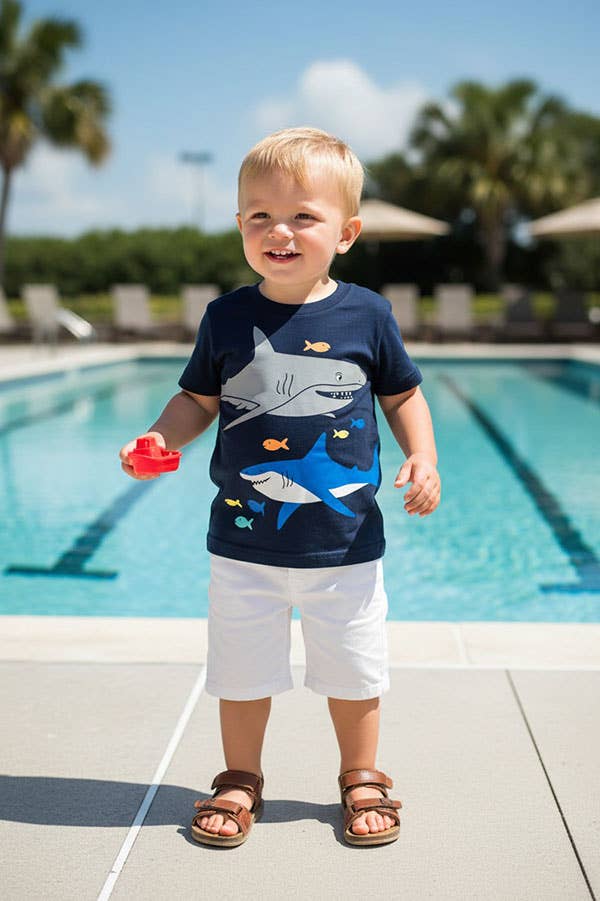 Shark printed short sleeve shirt